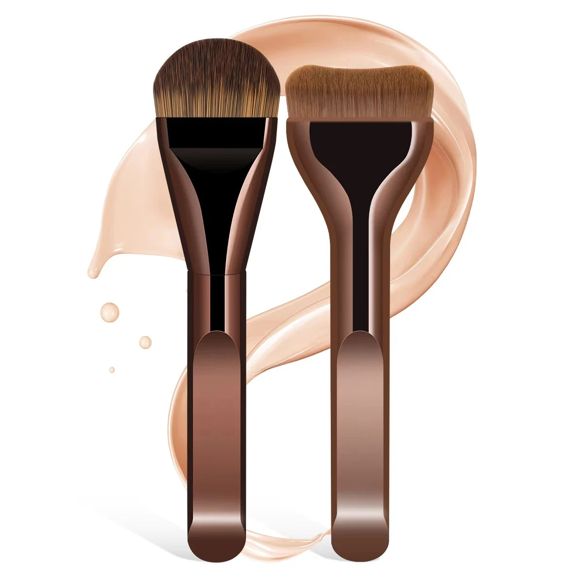 MAANGE 2pcs Foundation Makeup Brushes Set Ultra Thin Top Mask Brush For Liquid Cream Cosmetics Blending Beauty Tool Premium Gift