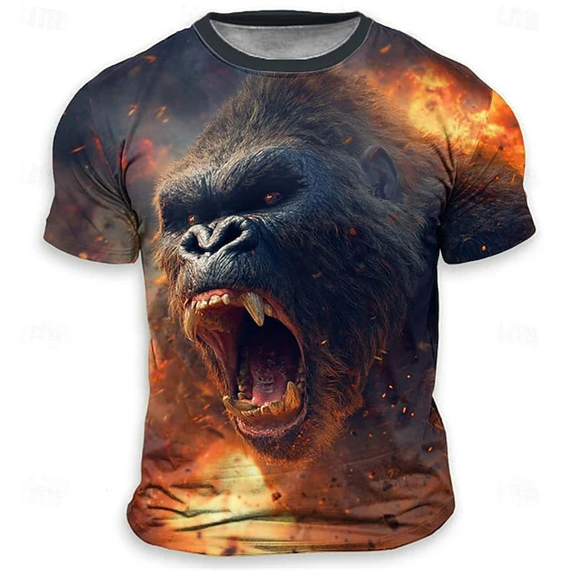 Funny 3D Tiger Print Men's T Shirt Hip Hop Trend Harajuku Streetwear Casual O-neck Loose Tops Summer Fashion Animal Pattern Tees