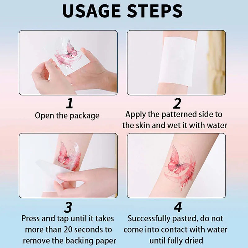 Flower & Butterfly Temporary Tattoo Sticker, Long-lasting and Waterproof, Realistic Fake Tattoos for Women, For Arm, Chest, Leg