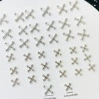50PCS Mixed Size 3D Punk Silver Cross Metal Parts Manicure Accessoire Nail Decoration Alloy Retro Cross Nails Art Charms