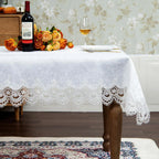 Battilo Lace Embroidery Tablecloth White Floral Rectangle Table Cloth Waterproof Table Cover For Dining Table Wedding Party Home