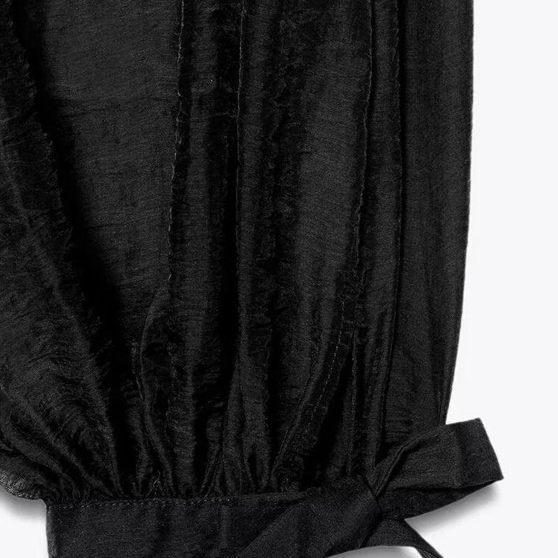 Woman's Pants Black Bloomber Trousers Wide Leg Pants For Women 2026 New Streetwear Elastic Waist Casual Solid Pants Bow Lace Up