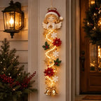 Glowing Christmas Door Hanger LED Handmade Crochet Santa Xmas Tree Bell Ornament Home Wall Front Door Navidad New Year Ornaments