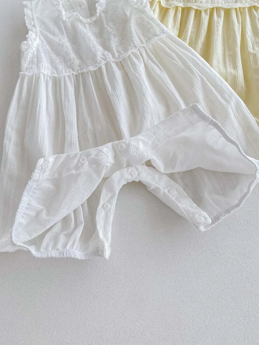 Korean Style Newborn Clothes Baby Girl Jumpsuit Hollowed Floral Sleeveless Infant Girl Bodysuit 0-24 Months