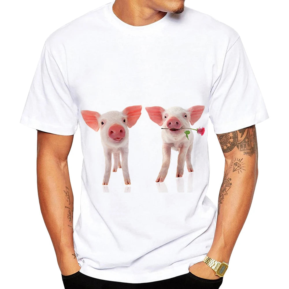 Popular 3D art design of cute pigs in summer, youthful fashion personality, cute popular T-shirt