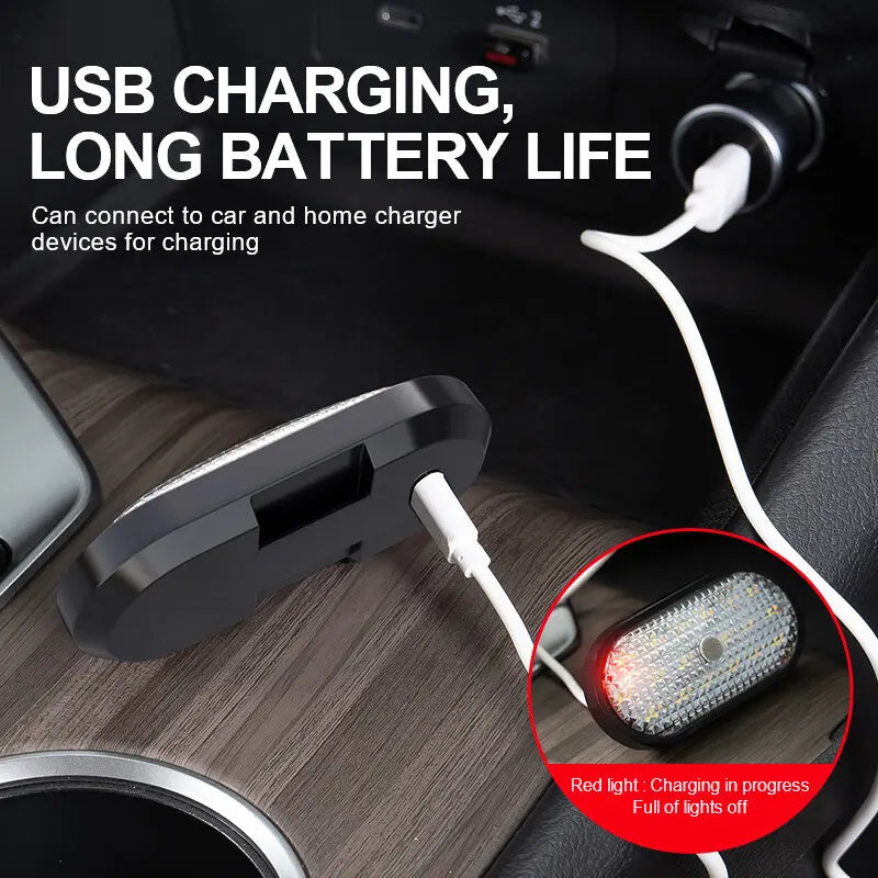 Car LED Lights Interior USB Rechargeable Car Atmosphere Reading Light With 6 Colors Cycling Tail Lights Car Interior LED Night
