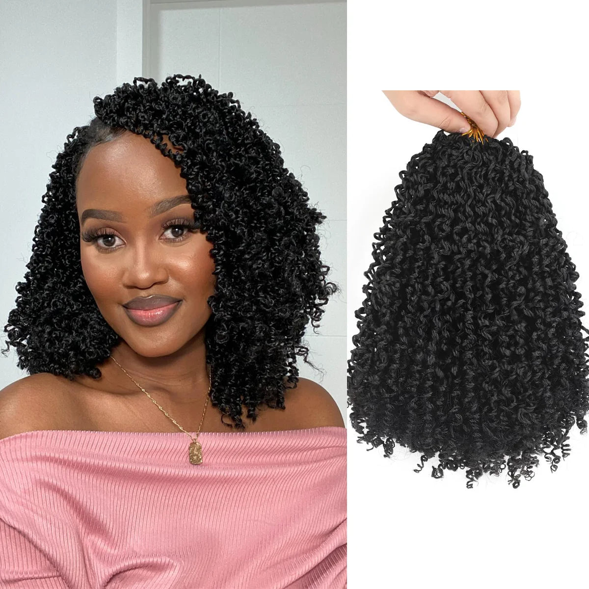 Yanky Twist Crochet Hair Extensions，8" 10" 12" 14" Lengths，8 Pieces/Pack，Synthetic Braiding Hair Perfect for Halloween Christmas