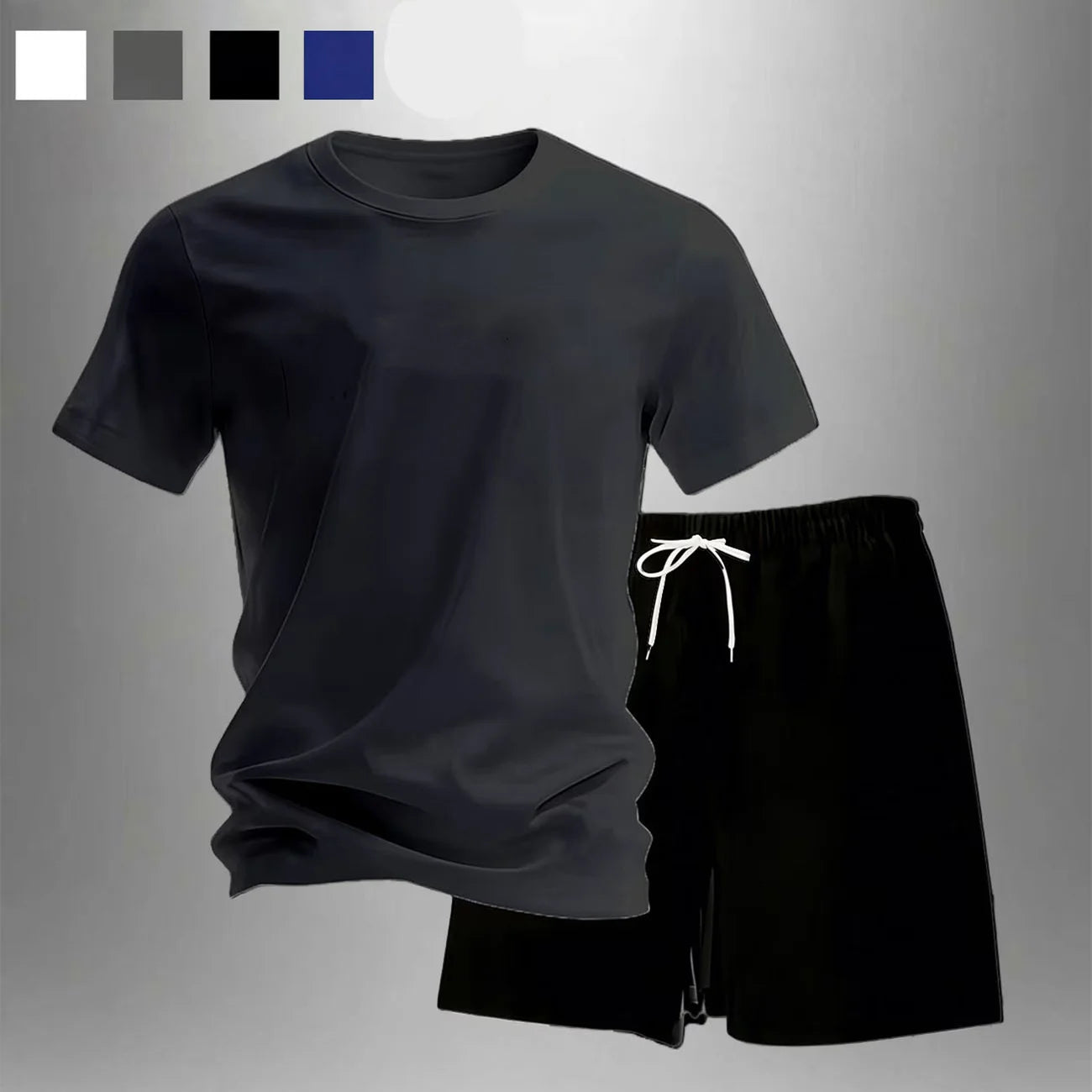 2026 Casual Sports 2-piece sets Solid colors Mesh Breathable short sleeved T-shirt+shorts Sets jogging Running Sets Man Summer