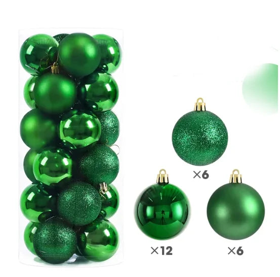 24Pcs 4/6CM Christmas Balls Big Ball Christmas Tree Pendant Ornaments for Party Decor 2025 New Year Navidad Gifts Accessory