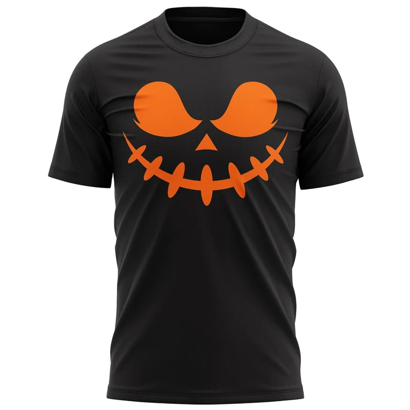 2025 Pumpkin Face T Shirt Men 3D Printing Halloween Short Sleeve Black Orange Tee Shirts Outfit Party Cosplay Costume T-shirt