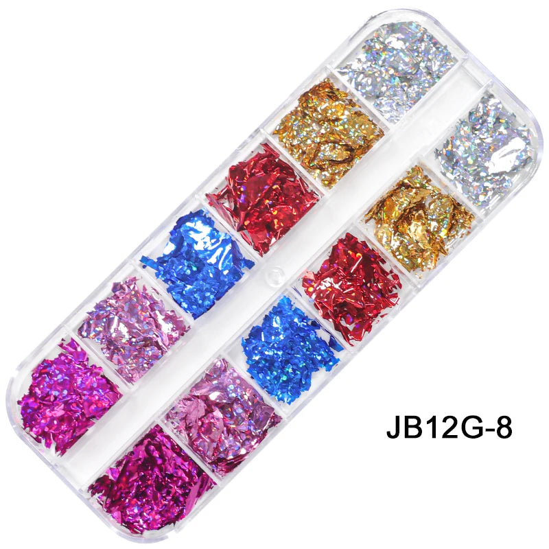 Holographic Sweet Love Heart Nail Art Glitter Sequins Shining Laser Fluorescence Star Butterfly 3D Nails Decorations Accessories