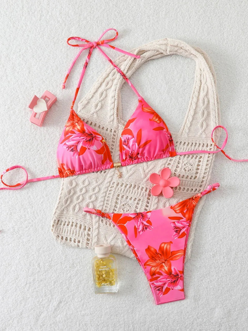 2026 Sexy Triangle Bikini Set Women Lace Up Swimwear Female Printed Swimsuit Beachwear Lady Bather Bathing Swimming Suit Summer