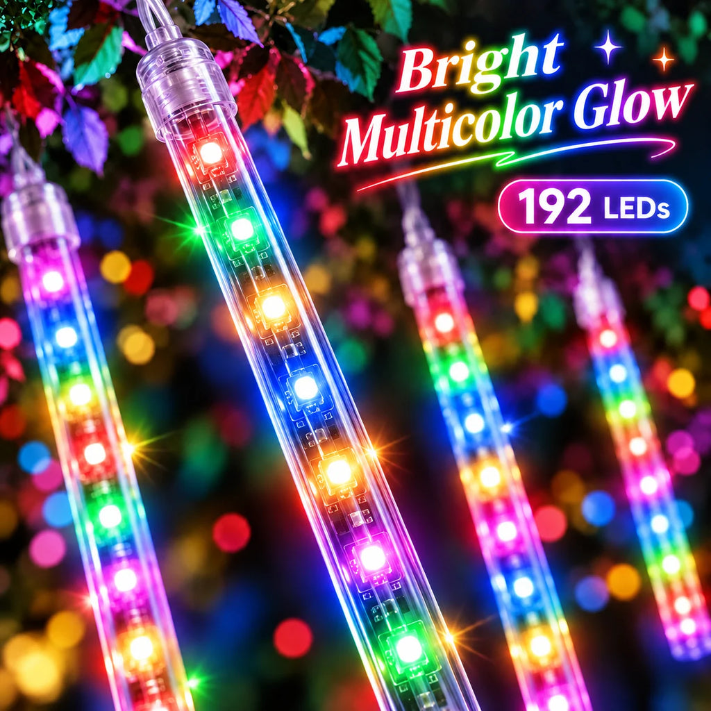 Christmas USB Meteor Shower Fairy Lights Falling Rain Icicle String Lights for Wedding Window Bedroom Cozy Home Holiday Decor