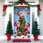 Christmas Theme Santa Claus Santa Dog Snowman Door Cover Banner Festive Party Decoration Supplies Photography Props Xmas Gifts