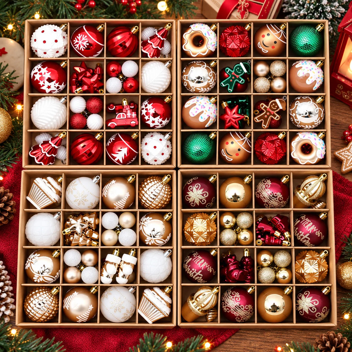 42PCS 6CM Christmas Ball Champagne Xmas Tree Hanging Pendant Ornaments 2026 Christmas Home Decoration 2027 New Year Party Gifts