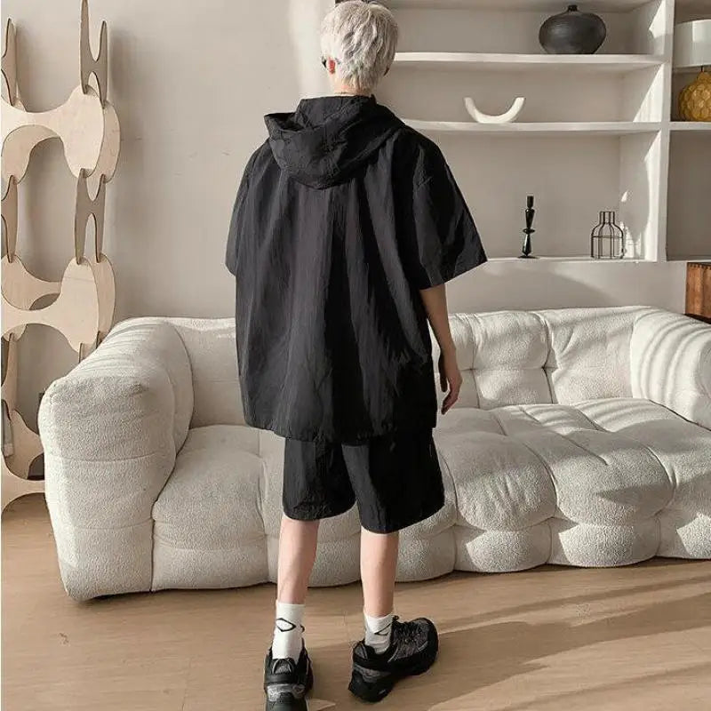 Men's Summer 2-Piece Outfit Breathable T-Shirt And Quick-Dry Shorts Set Casual Streetwear Trendy Gym And Beach Wear M-8XL 7XL
