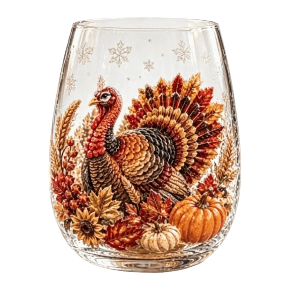 Novelty 2D Print Christmas Wine Glass Elf Snowflake Christmas Art Cup Animal Autumn Leaf Clear Stemless Glass Home Decor