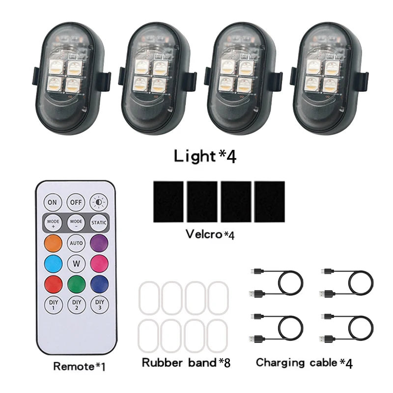 RGB Led Car Strobe Lights Motorcycle LED Flash Position Wireless Light Aircraft Airplane Helicopter Warning Lights Accessories
