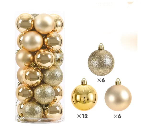 24Pcs 4/6CM Christmas Balls Big Ball Christmas Tree Pendant Ornaments for Party Decor 2025 New Year Navidad Gifts Accessory