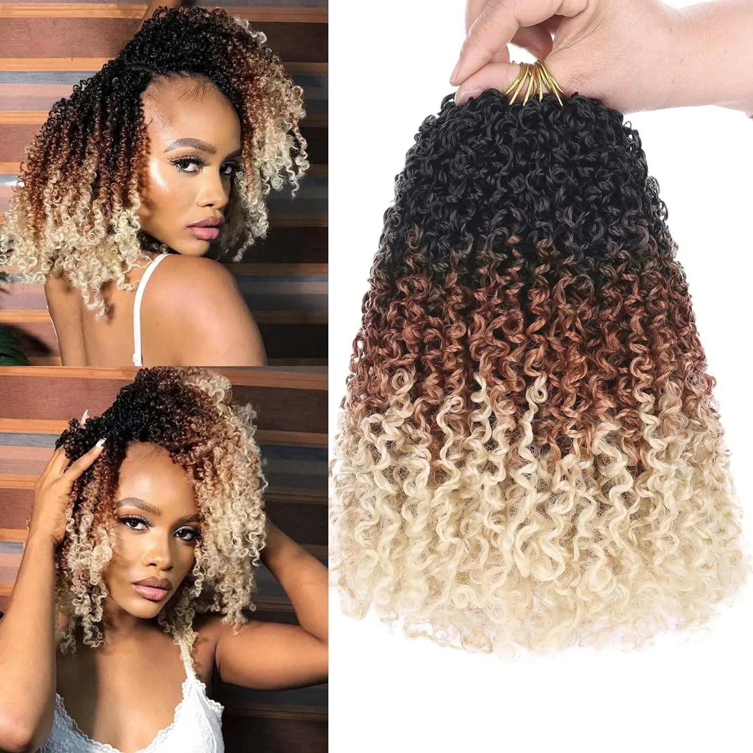 Yanky Twist Crochet Hair Extensions，8" 10" 12" 14" Lengths，8 Pieces/Pack，Synthetic Braiding Hair Perfect for Halloween Christmas