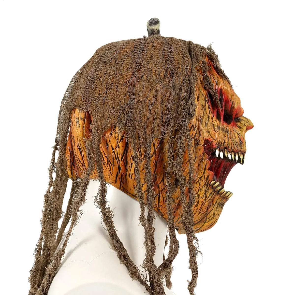 Horror Pumpkin Masquerade Mask Latex Cosplay Face Cover Creepy Halloween Costume for Carnival Party Role Play Performance