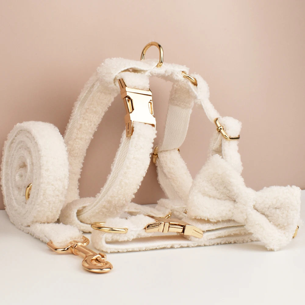 Pet Dog Wedding Handmade Knitted Necklace Pet Dog Supplies Woven Accessories Autumn Winter Christmas Set Teddy 04
