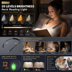 LED Neck Reading Lights Rechargeable Neck Light for Reading Lamp 4 Colors 20 Brightness Flexible Arm Neck Light Read Book Lamps