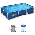 US Shipping Above Ground Swimming Pool 9.8ft x 6.6ft x 26in Rectangular Metal Frame Set with Filter Pump & Cartridge