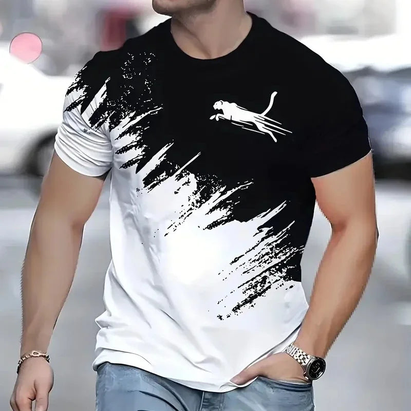 Animal Leopard 3d Print Sports Quick Dry Breathable Men T Shirt Street Casual Fashion Loose Fitness Running Short Sleeve Summer