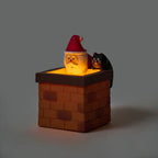 1 PC Glowing Chimney Santa Claus and Cat Decoration Illuminated Novelty Christmas Gift for Holiday Display Resin Figurines Craft