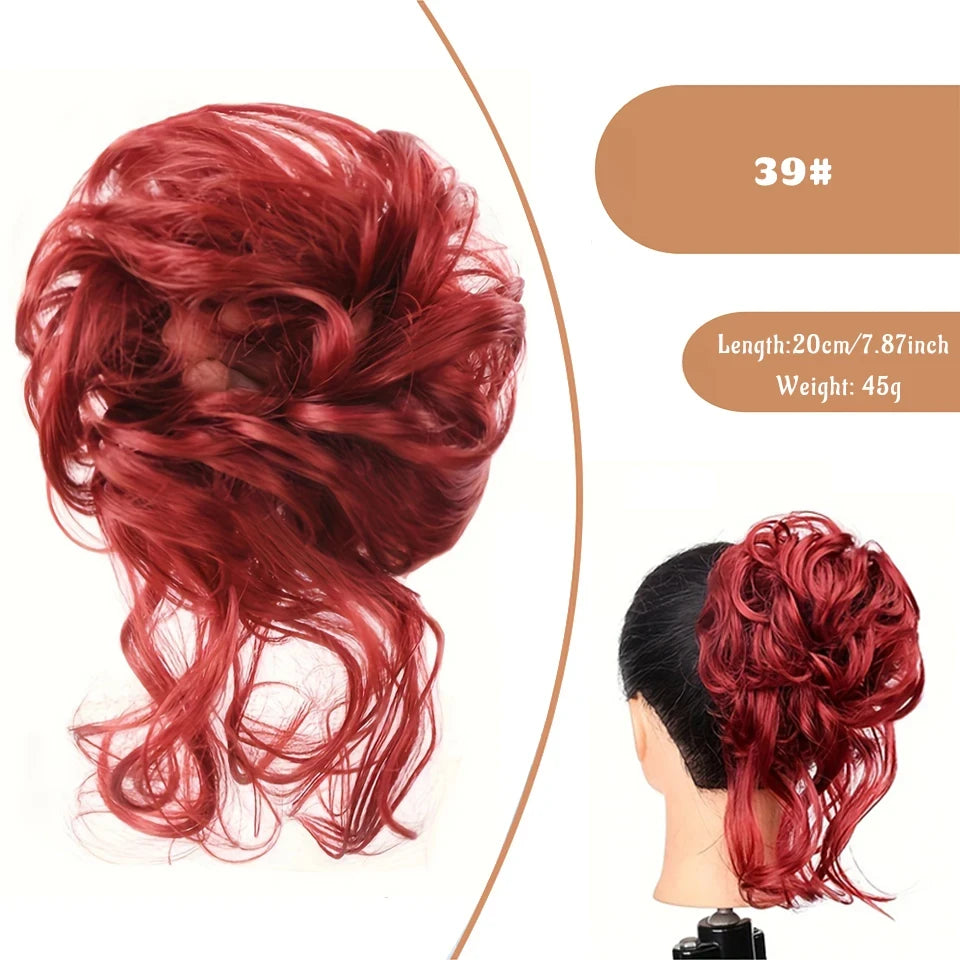 OLACA Synthetic Hair Bun Bands Blonde Black Messy Curly Chignon Donut Updo Scrunchies Fake Hair Pieces For Women Hair Extensions