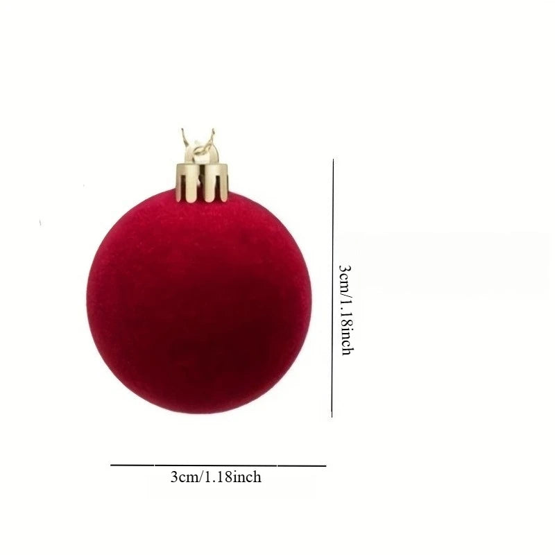 34/16-Piece Set of Burgundy Velvet Christmas Balls, Perfect Home Decoration Tree Ornaments - Christmas Ball Decorations for Halloween, Thanksgiving, Birthdays, and Weddings, Durable Plastic Hanging Decorations for Christmas T