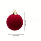 34/16-Piece Set of Burgundy Velvet Christmas Balls, Perfect Home Decoration Tree Ornaments - Christmas Ball Decorations for Halloween, Thanksgiving, Birthdays, and Weddings, Durable Plastic Hanging Decorations for Christmas T