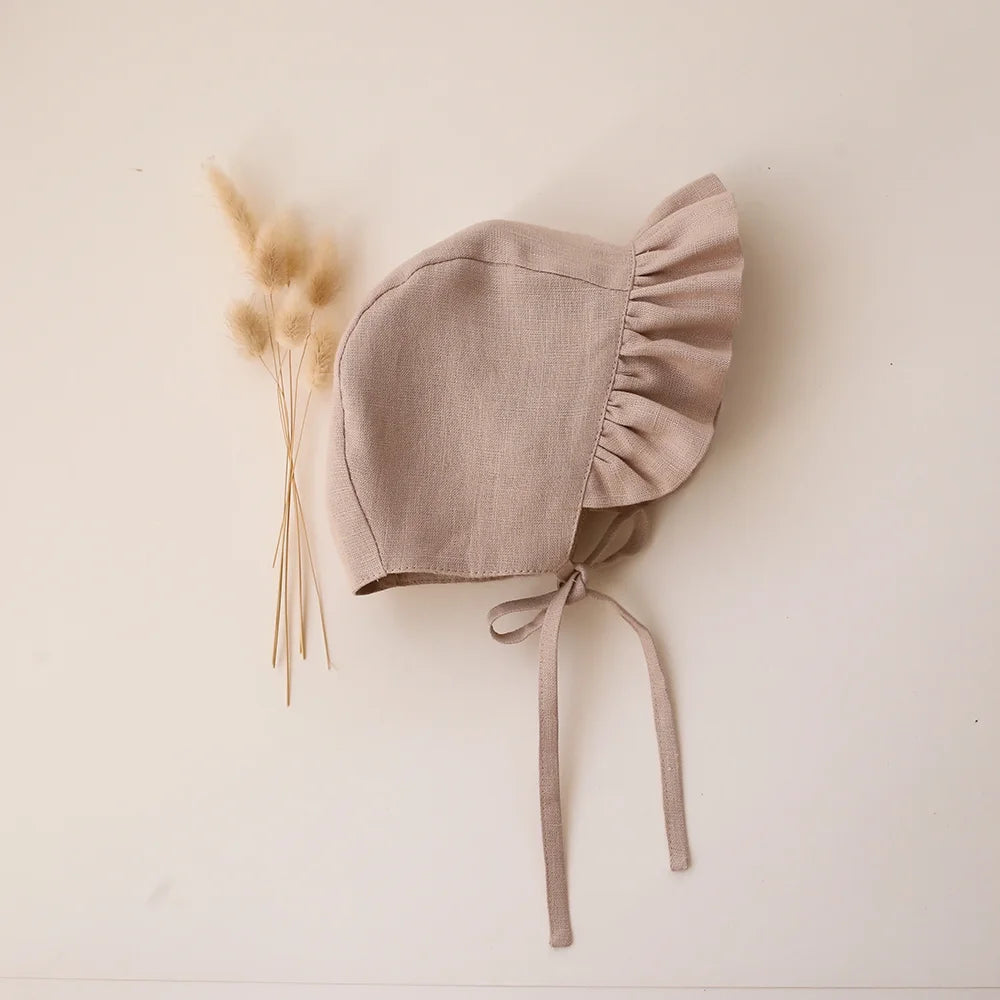 2Pcs Spring Baby Girls Playsuit With Hat Long Sleeves Newborn Romper Cotton Linen Fabric Infant Clothes