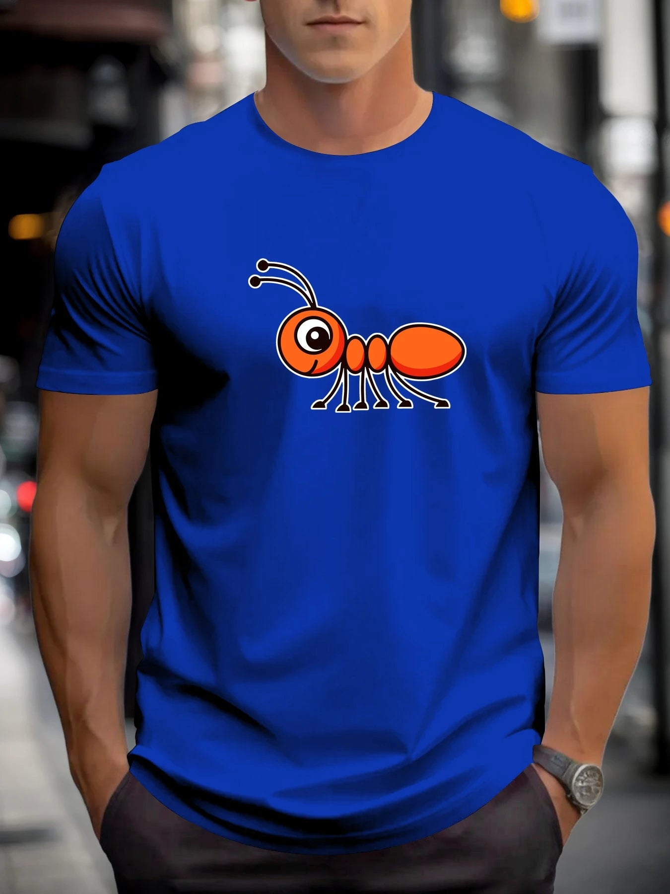 T Shirts For Men Ant 100% Cotton Graphic Printing Summer Round Neck T-Shirt Casual Breathable Street Style Daily Top
