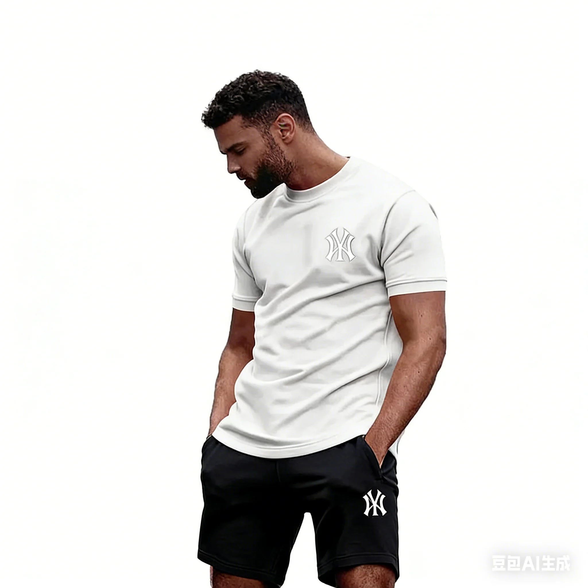 2026 hot men's two-piece sportswear short sleeved T-shirt and summer running fitness sportswear quick-drying