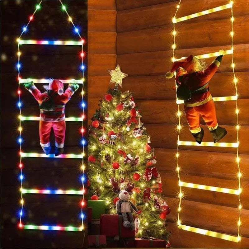 Christmas Decoration 2027 Glowing Santa Claus Climbing Ladder Room Decoration Home Outdoor Garden Cristmas Tree Ornement Gift