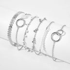 Trendy 6-Piece Stackable Bracelet Set with Adjustable Geometric & Tassel Design - Perfect for Everyday & Special Occasions