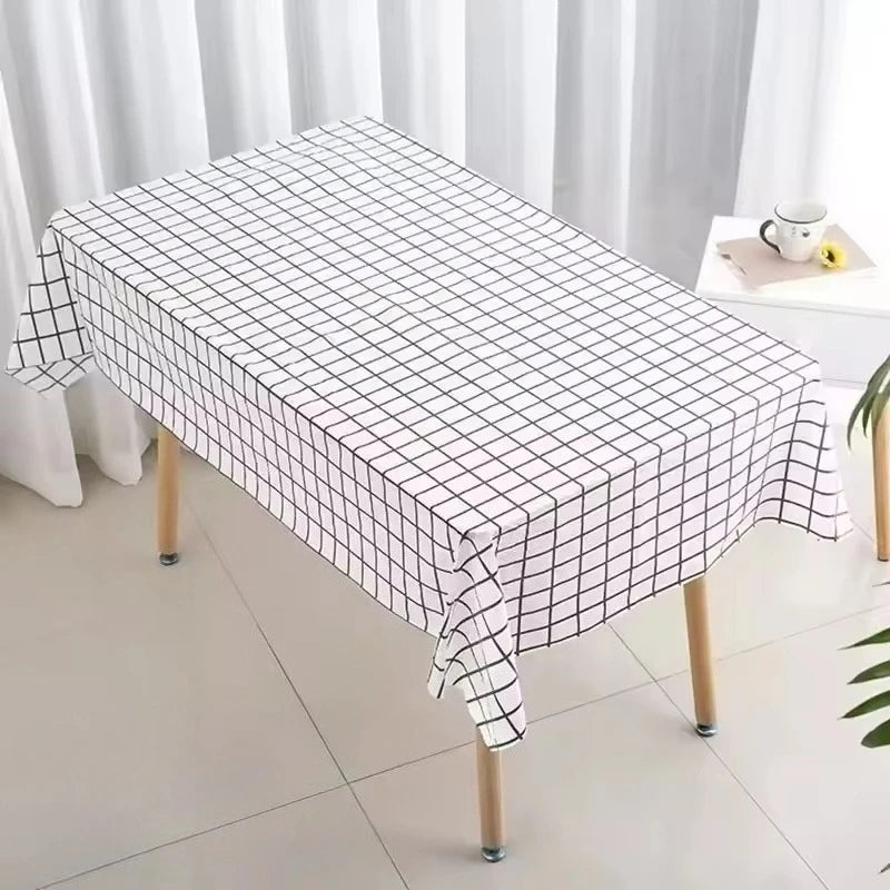 Disposable Checkered Tablecloth Plastic Rectangle Tablecloth Birthday Party Wedding Picnics Christmas Home Decoration Supplies