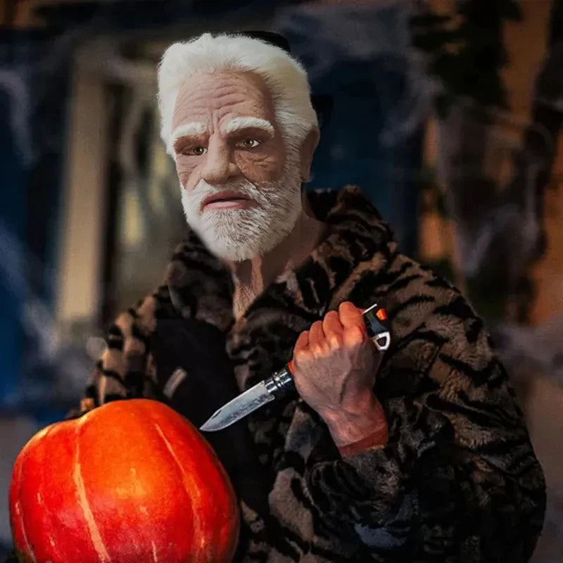 New Male Halloween Masks Of Terror Full Head Face Realistic Silicone Grandpa Wrinkle Real Elderly Mask Party Cosplay Props