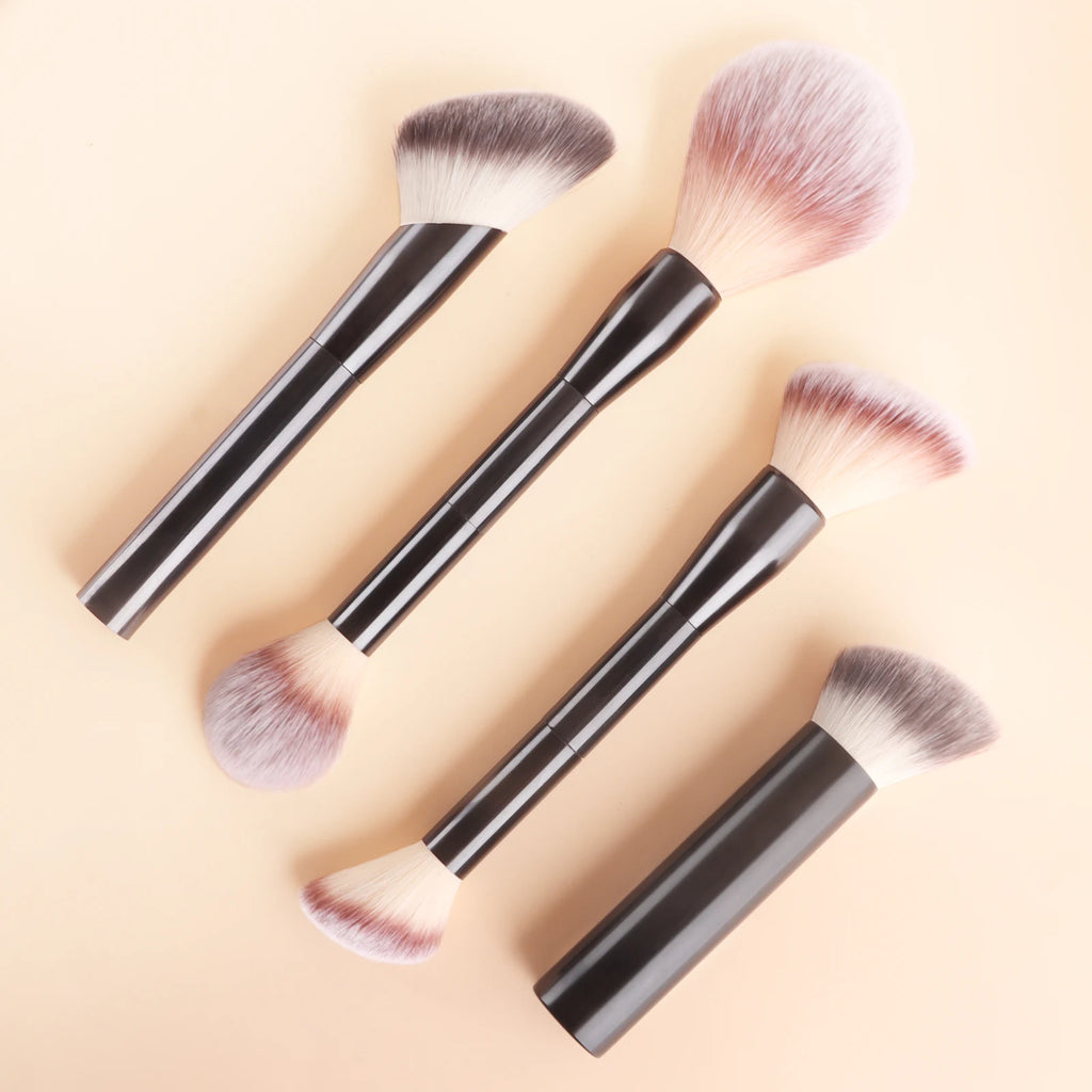 Professional 4Pcs Makeup Brush Set Angled Contour Large round Loose Powder Flame Blush Retractable Mushroom Beauty Tools