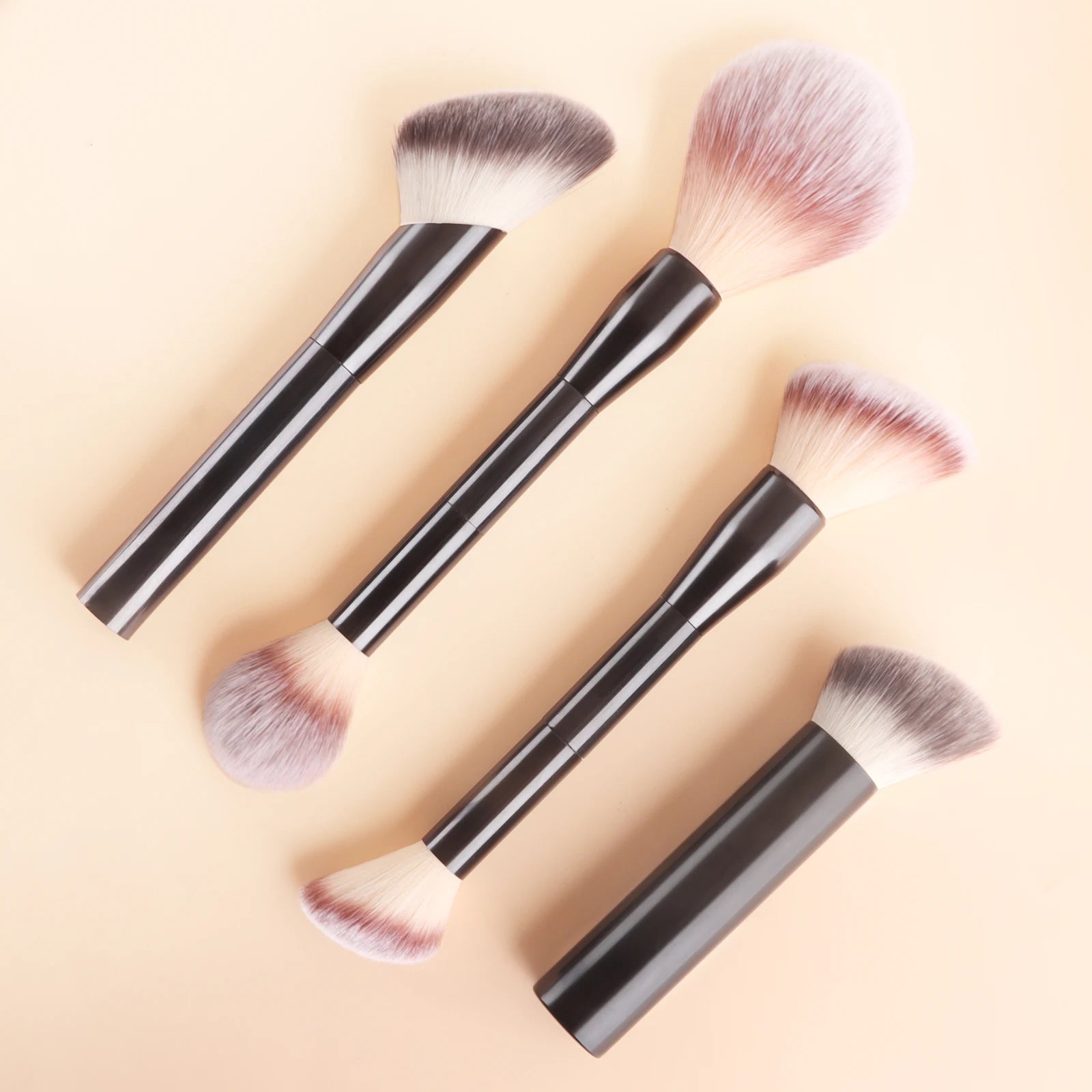 Professional 4Pcs Makeup Brush Set Angled Contour Large round Loose Powder Flame Blush Retractable Mushroom Beauty Tools
