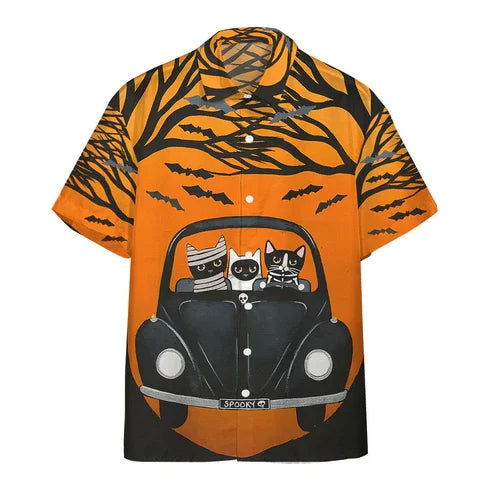 New Halloween Series 3D Printed Casual Pumpkin Short Sleeved Shirt for Men Beach Wear Summer Clothing