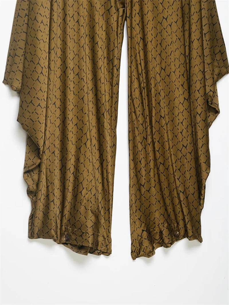 Women's Pants 2026 New Fashion Spring Summer Printed Pleated Pants for Women Casual Chic Personality Loose Female Pant
