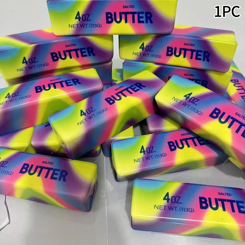 Colorful Butter Squishy Simulation Cheese Fidget Toy Slow Rebound Stress-Relieving Balls Desk Ornaments Birthday Christmas Gift