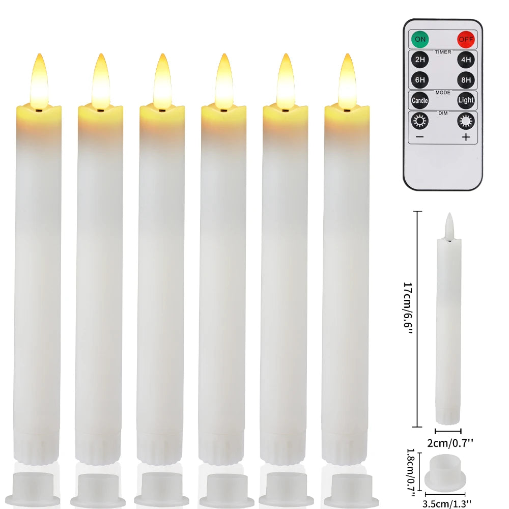 6-12-24Pcs Flameless Taper Candles Battery Operated LED Candle Flickering Candles Faux Candle Halloween Christmas Wedding Decor