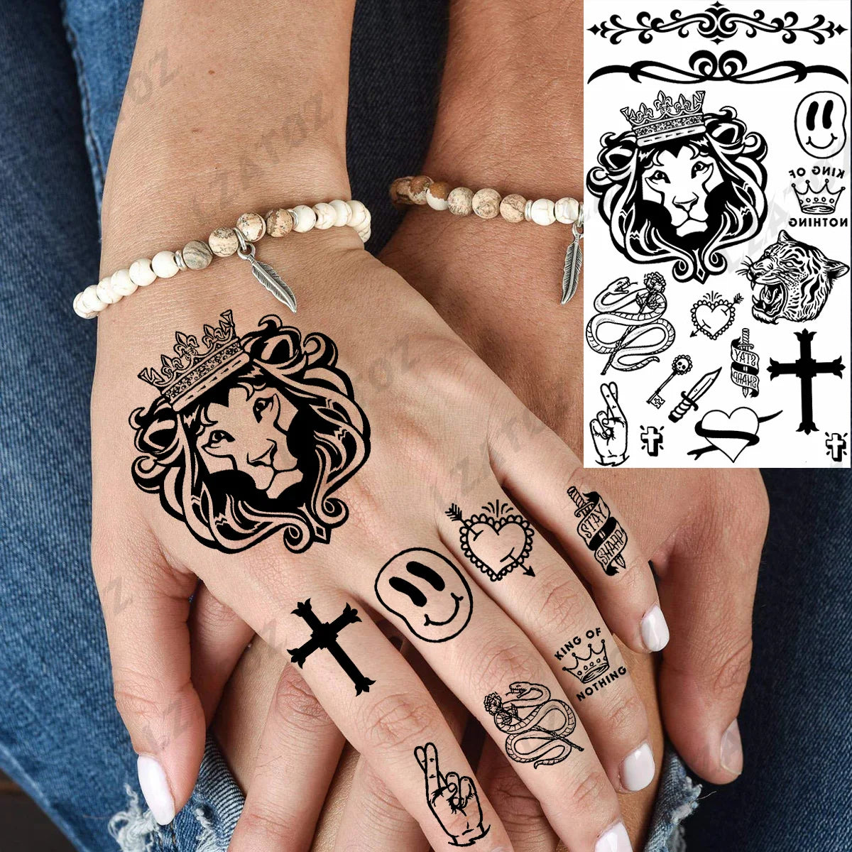 Realistic Eye Flower Temporary Tattoos For Woman Adults Rose Butterfly Tiny Fake Tattoo Sticker 3D Finger Waterproof Tatoos