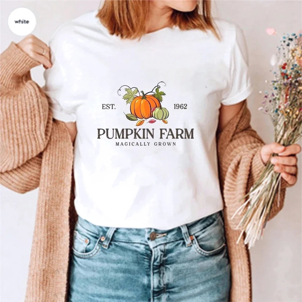 Pumpkin Farm Women's T-shirt Fall Halloween Shirt Thanksgiving Tee Halloween Magic Alternative Shirts Lover Gifts Free Shipping