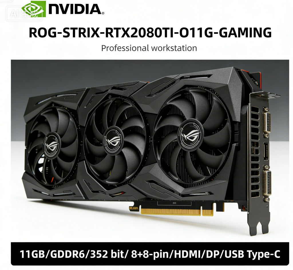 ASUS NVIDIA RTX 2080 Ti GPU STRIX RTX2080TI O11G GAMING 11GB GDDR6 352bit graphics card PCI-E 3.0 HDMI DP USB Type-C 8pin+8pin