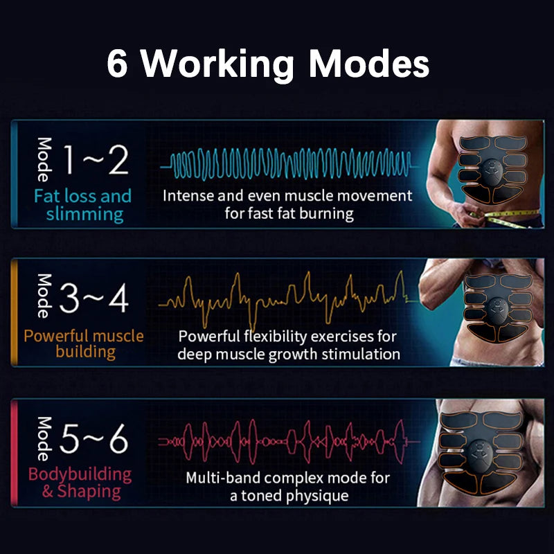 New EMS Muscle Stimulator Abdominal Arm Leg Neck Trainer Muscle Toner Body Training Slimming Massager Fitness Use With Battery